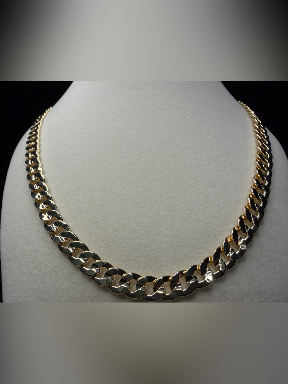 Flat Cuban 24in 8MM 14K Stamped Premium Gold Finish Necklace Brand New